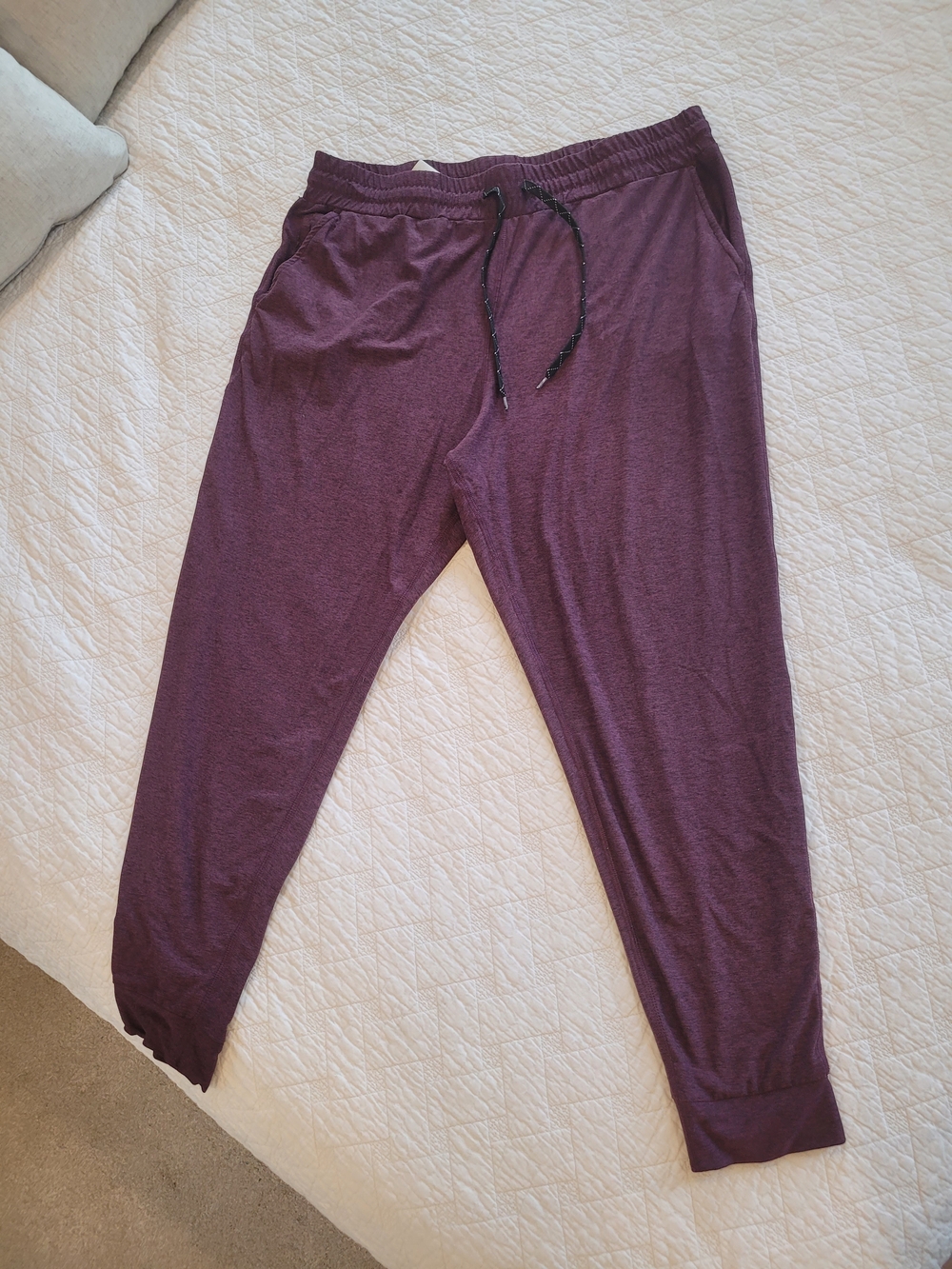Cozy Drawstring Joggers Lounge Pants PJs in Deep Plum Purple Size XL
